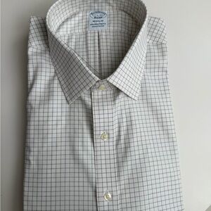 Brooks Brothers White and Black Grid Dress Shirt